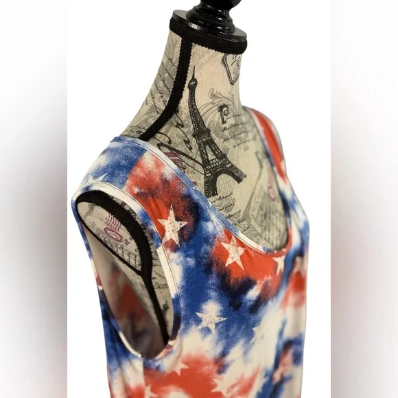 Cato Patriotic American Flag Tie-Dye Tank Top Star Print Large L - Picture 2 of 9